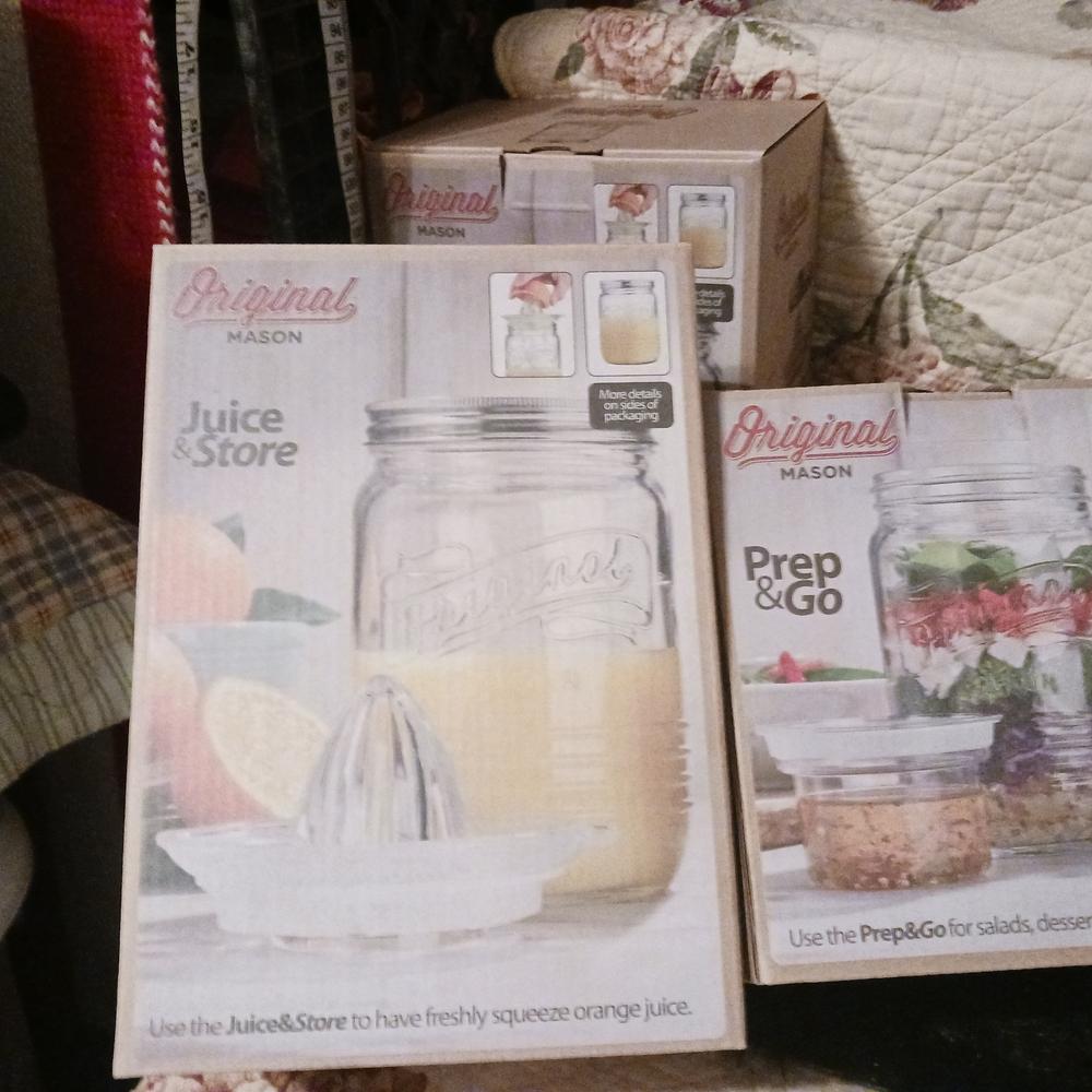 Juice & Store Set And Salad Store  - Clear Mason 2 Pc Set